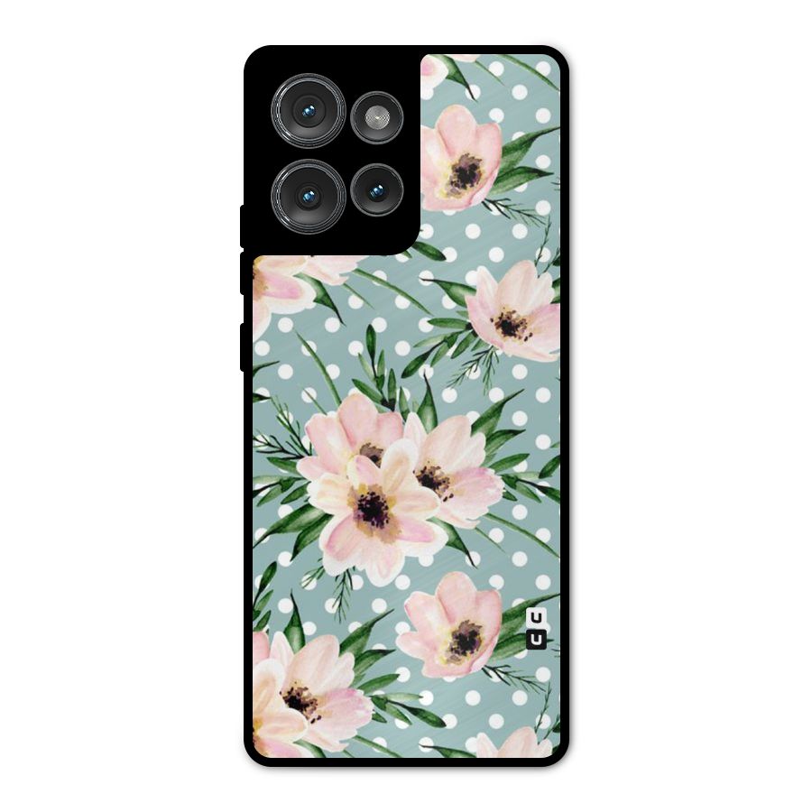 Polka Art Floral Metal Back Case for Motorola Edge 50