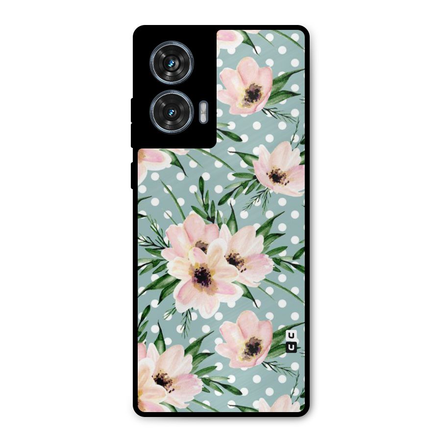 Polka Art Floral Metal Back Case for Motorola Edge 50 Fusion