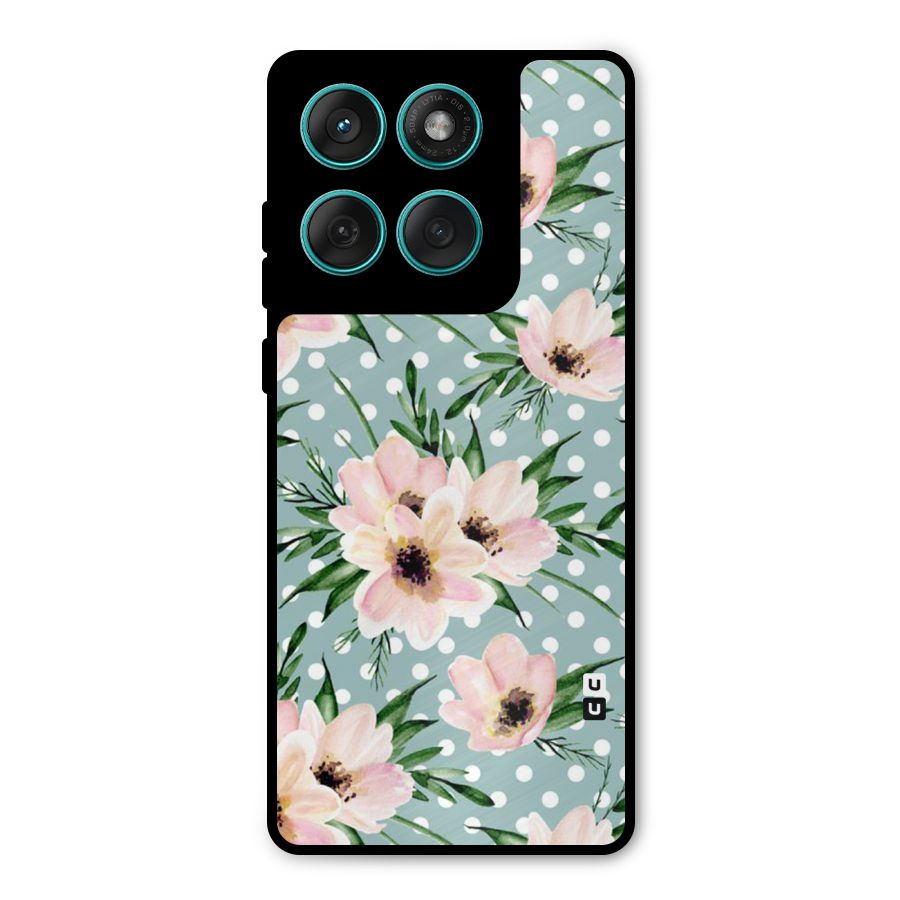 Polka Art Floral Metal Back Case for Motorola Edge 60