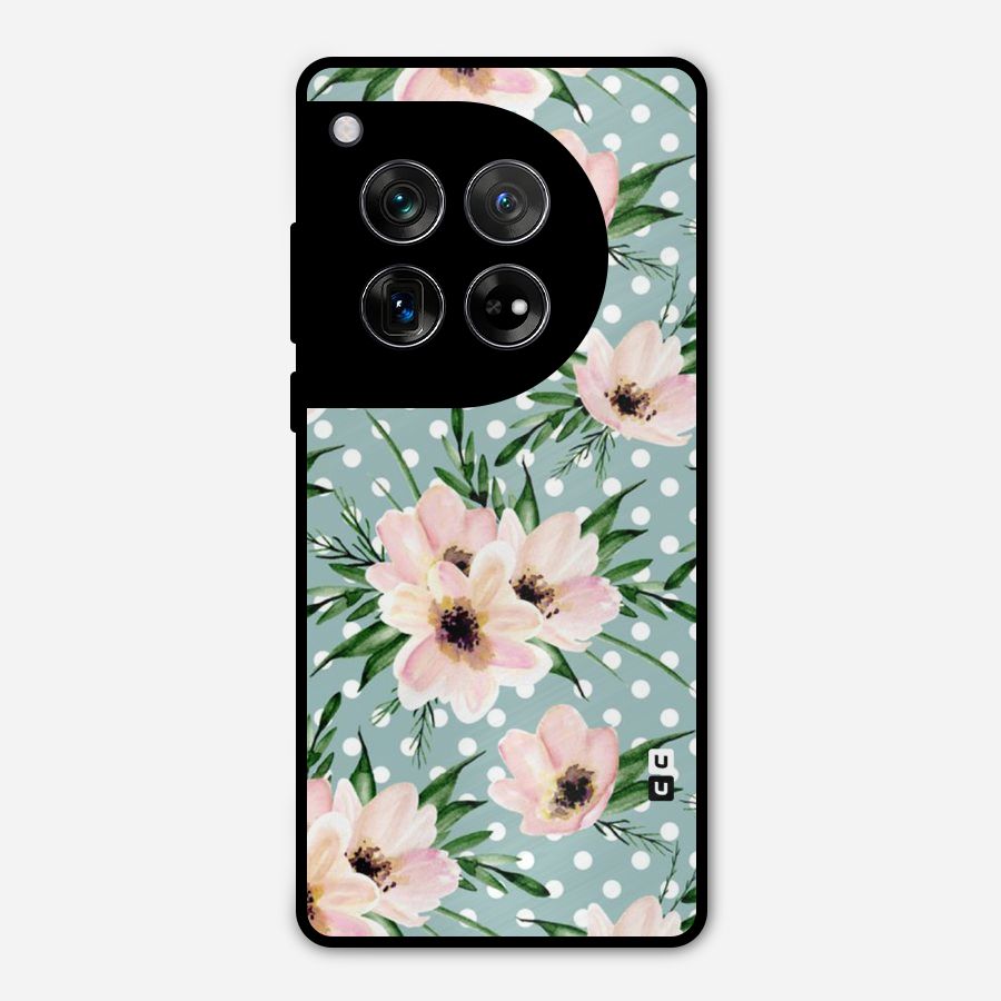 Polka Art Floral Metal Back Case for OnePlus 12