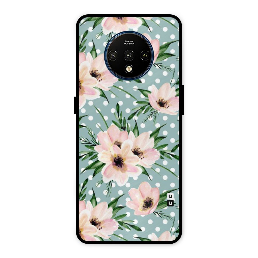 Polka Art Floral Metal Back Case for OnePlus 7T