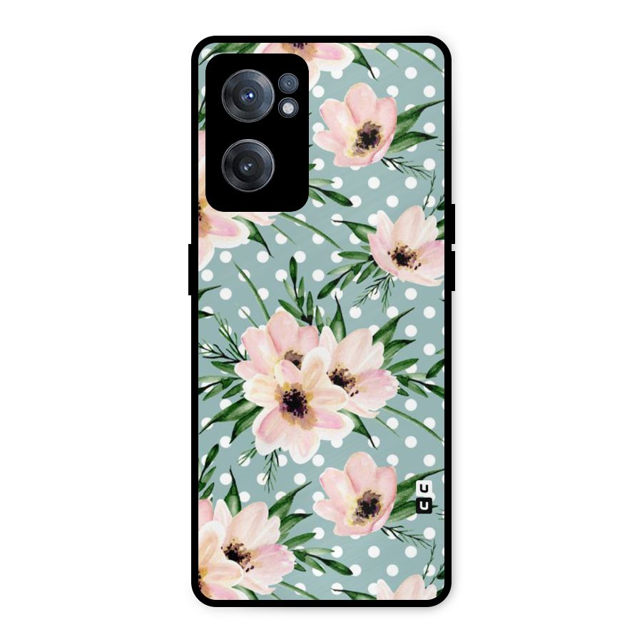 Polka Art Floral Metal Back Case for OnePlus Nord CE 2 5G