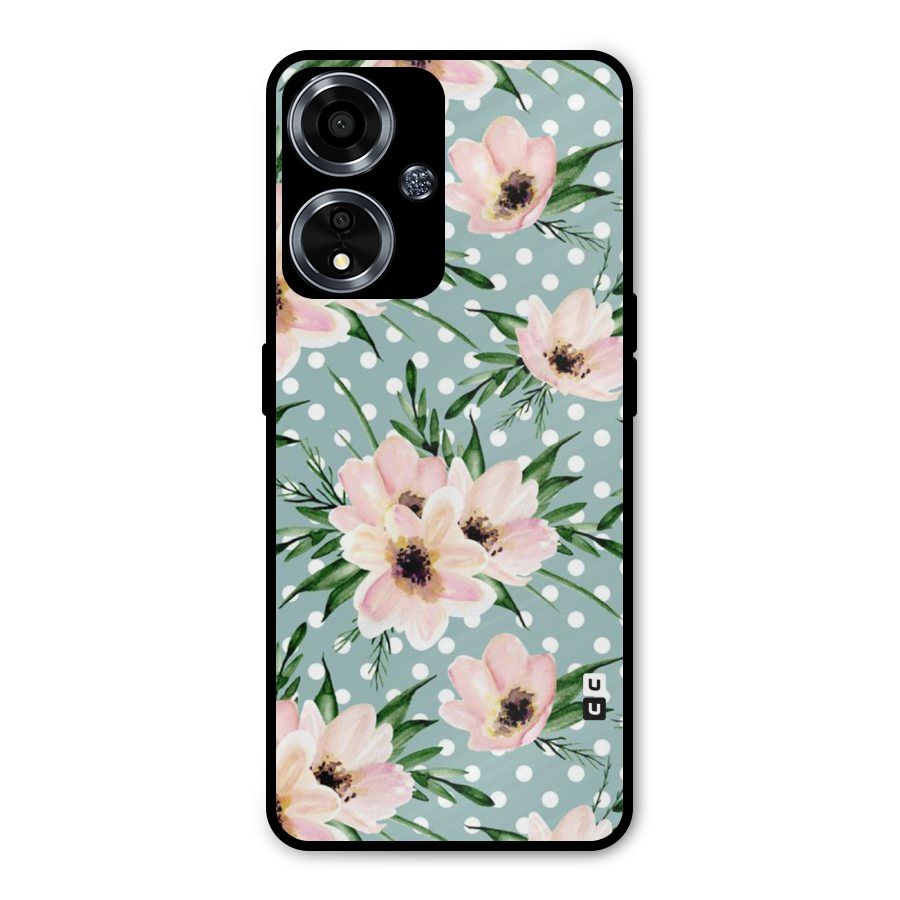 Polka Art Floral Metal Back Case for Oppo A59