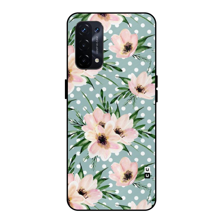 Polka Art Floral Metal Back Case for Oppo A74 5G