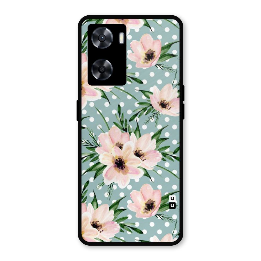 Polka Art Floral Metal Back Case for Oppo A77s