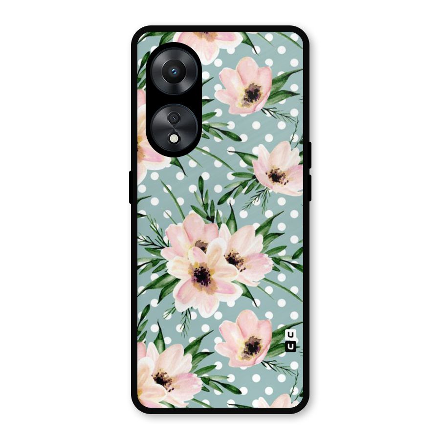 Polka Art Floral Metal Back Case for Oppo A78