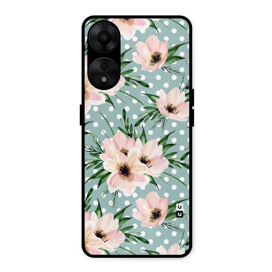 Polka Art Floral Metal Back Case for Oppo A78 5G