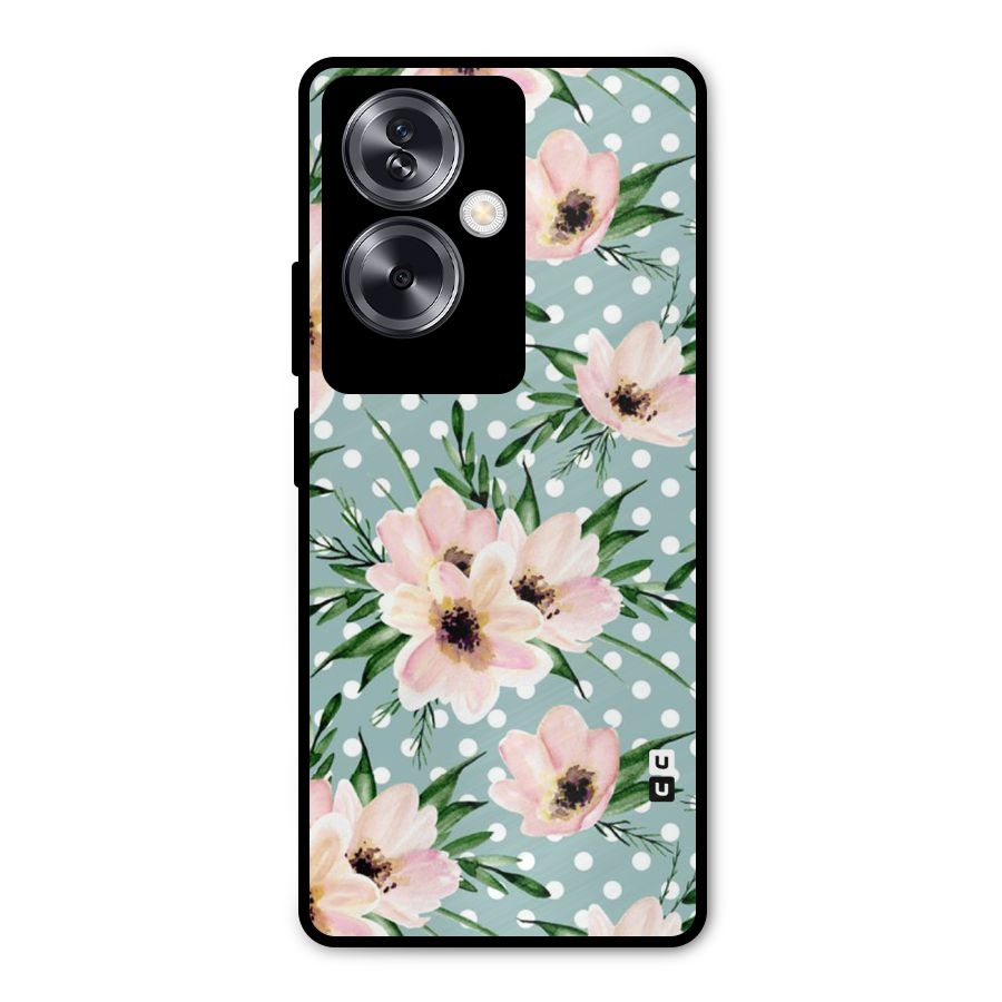 Polka Art Floral Metal Back Case for Oppo A79 5G