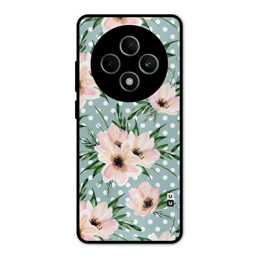 Polka Art Floral Metal Back Case for Oppo F27