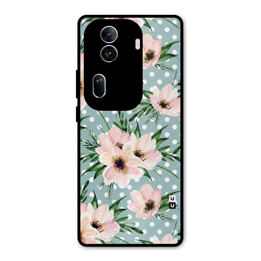 Polka Art Floral Metal Back Case for Oppo Reno11 Pro 5G