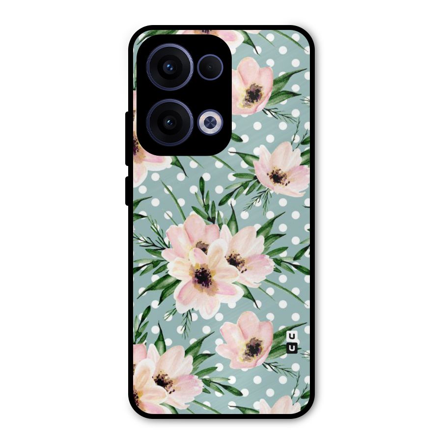 Polka Art Floral Metal Back Case for Oppo Reno13