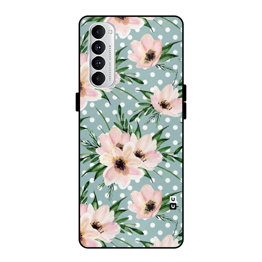 Polka Art Floral Metal Back Case for Oppo Reno4 Pro
