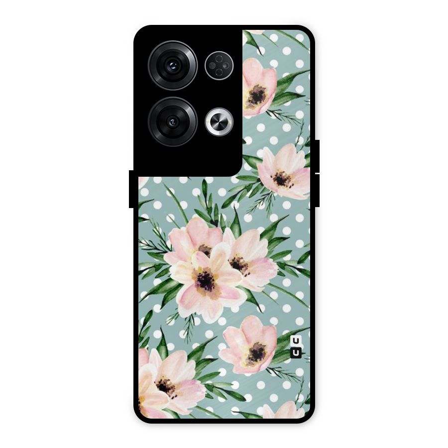 Polka Art Floral Metal Back Case for Oppo Reno8 Pro 5G