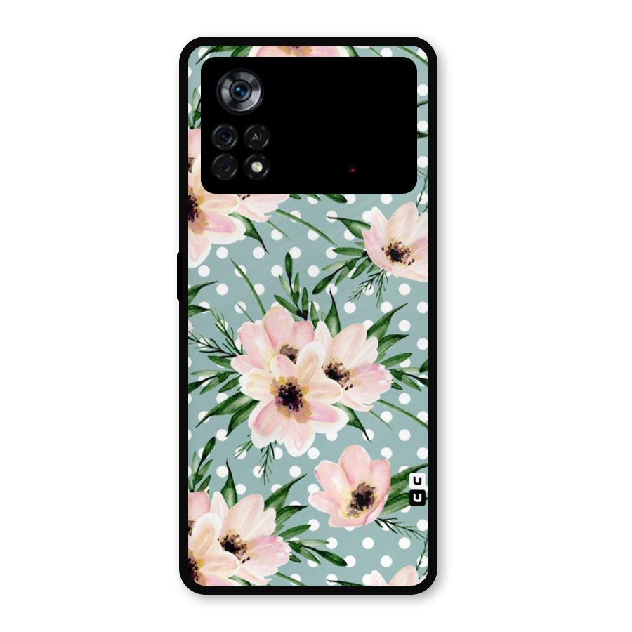 Polka Art Floral Metal Back Case for Poco X4 Pro 5G