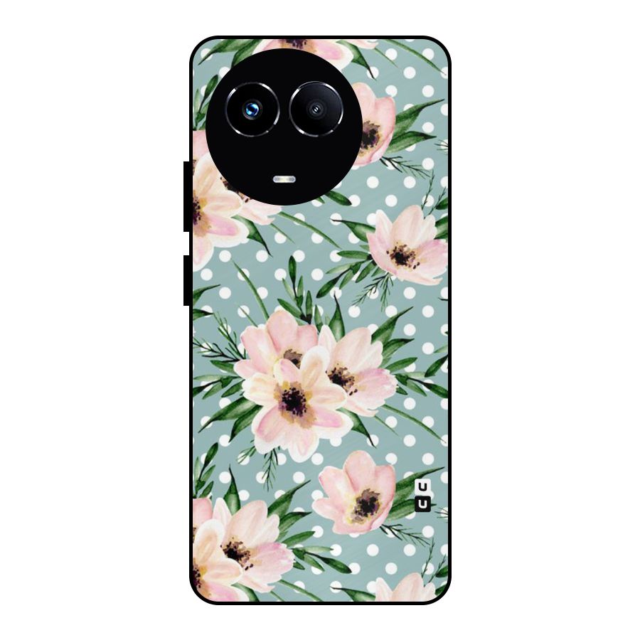 Polka Art Floral Metal Back Case for Realme 11 5G