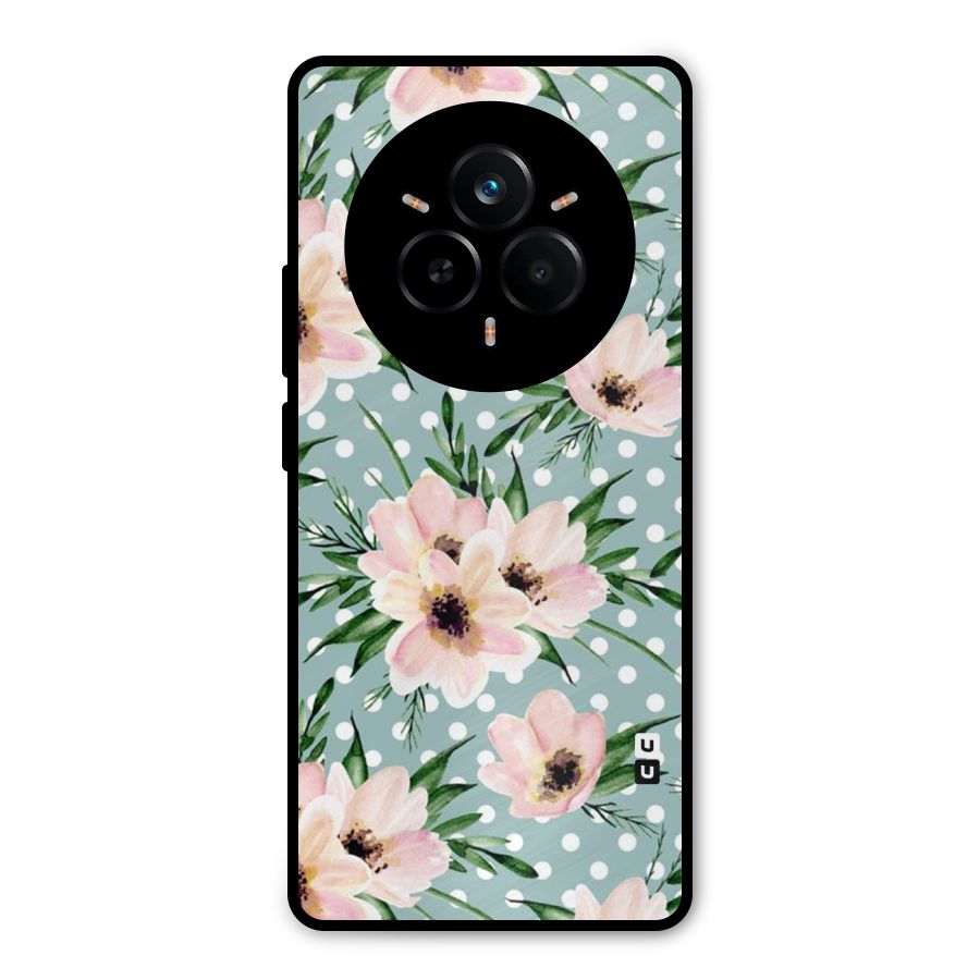 Polka Art Floral Metal Back Case for Realme 14 Pro