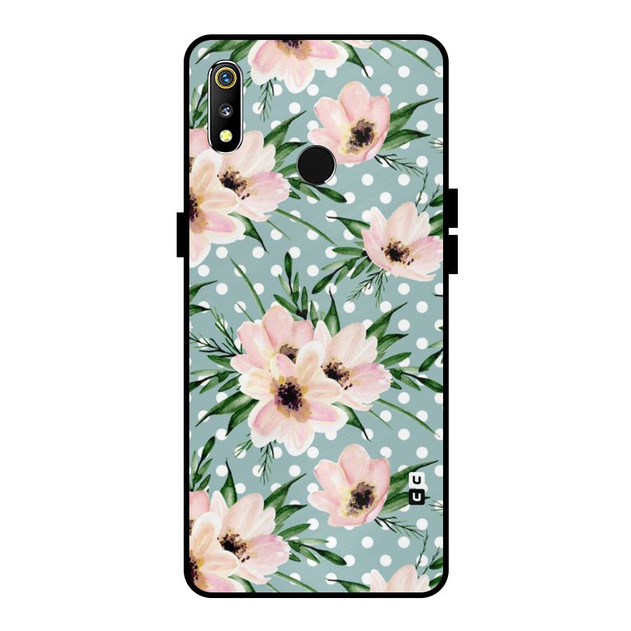 Polka Art Floral Metal Back Case for Realme 3