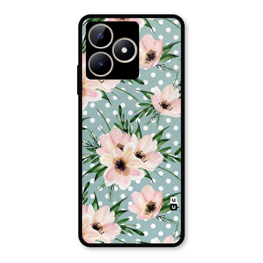 Polka Art Floral Metal Back Case for Realme C53