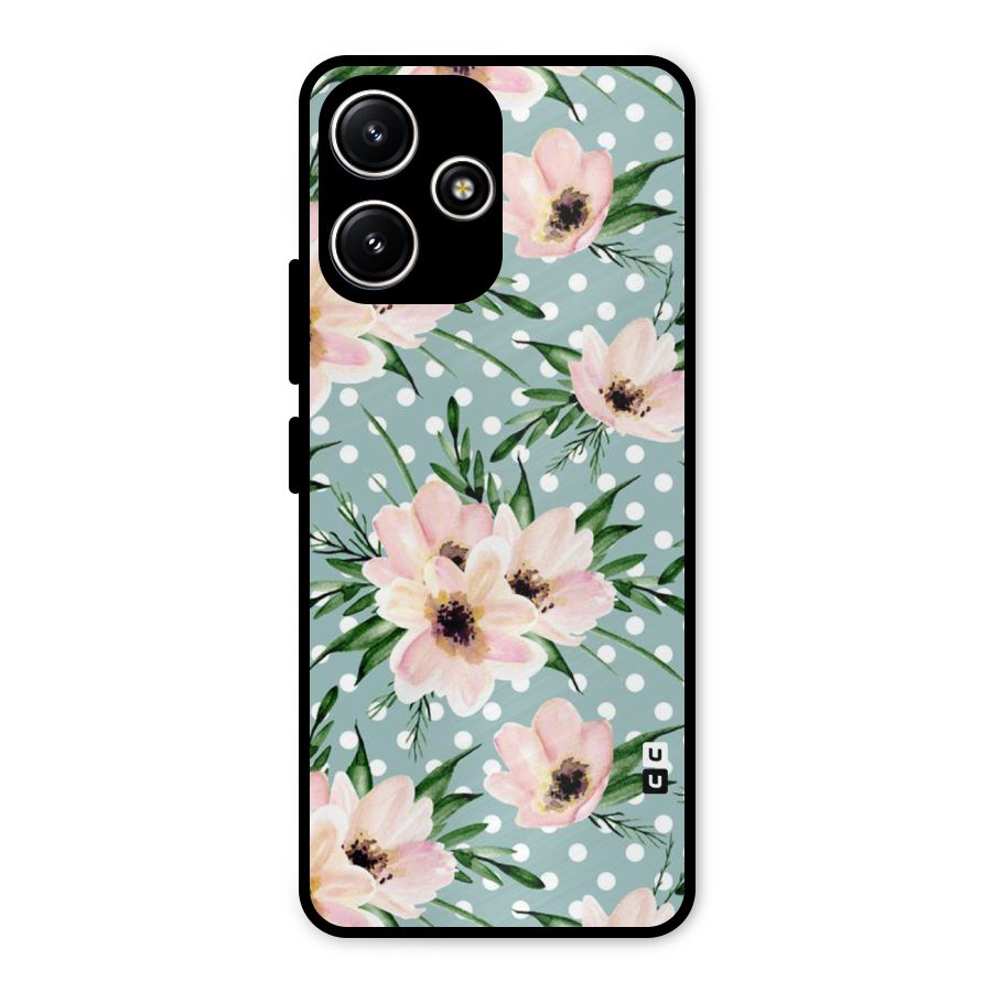 Polka Art Floral Metal Back Case for Redmi 12 5G