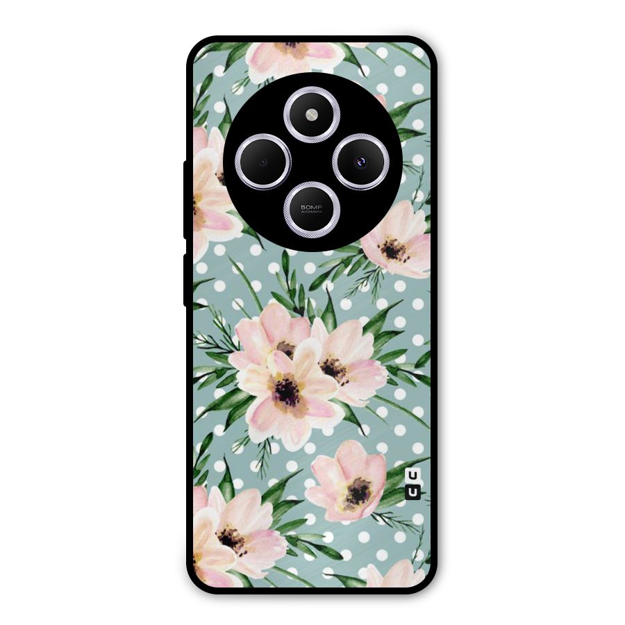 Polka Art Floral Metal Back Case for Redmi 14C