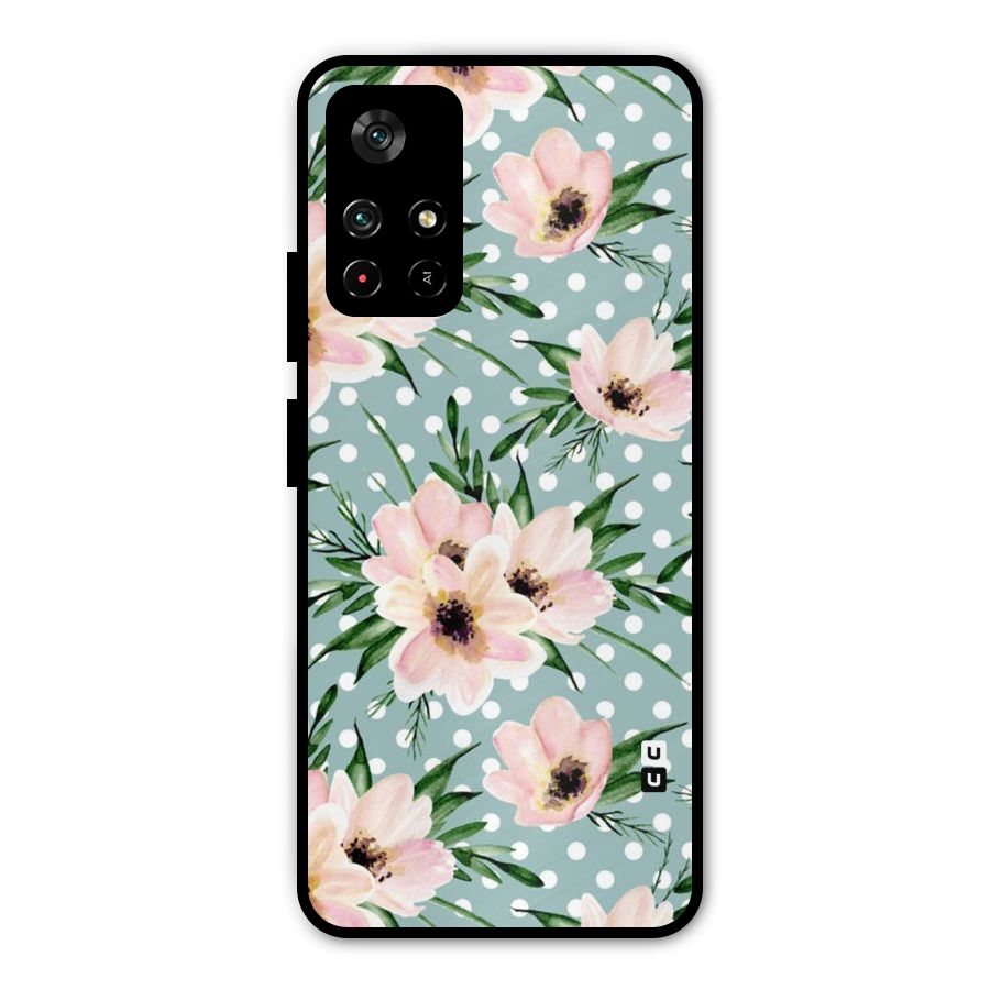 Polka Art Floral Metal Back Case for Redmi Note 11T 5G