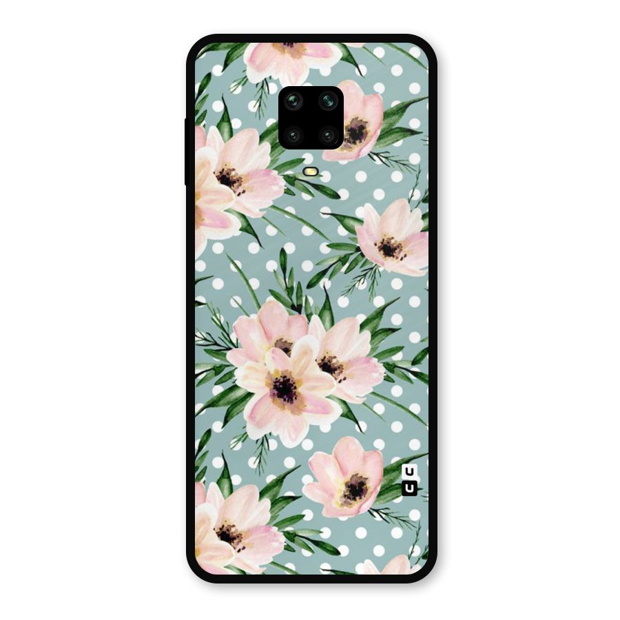 Polka Art Floral Metal Back Case for Redmi Note 9 Pro