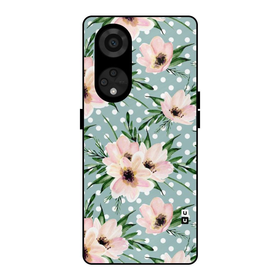 Polka Art Floral Metal Back Case for Reno8 T 5G
