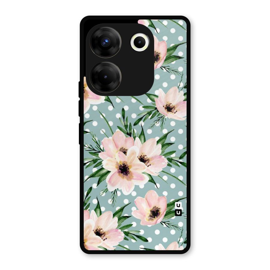 Polka Art Floral Metal Back Case for Tecno Camon 20