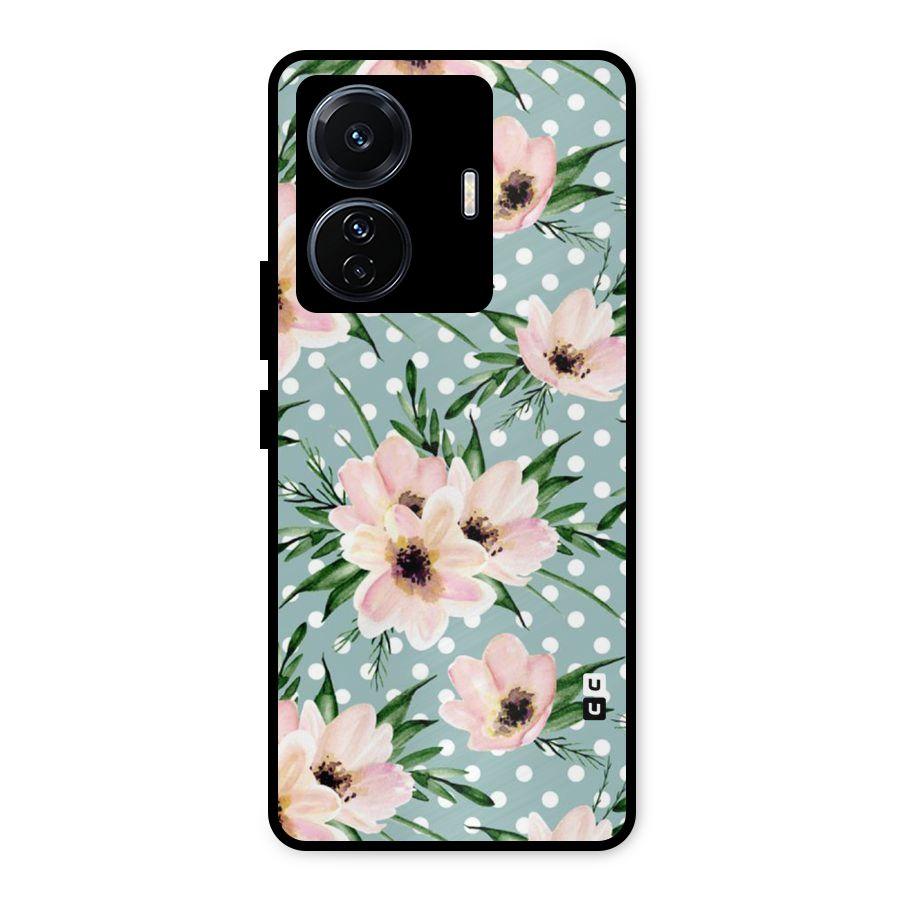 Polka Art Floral Metal Back Case for Vivo T1 Pro