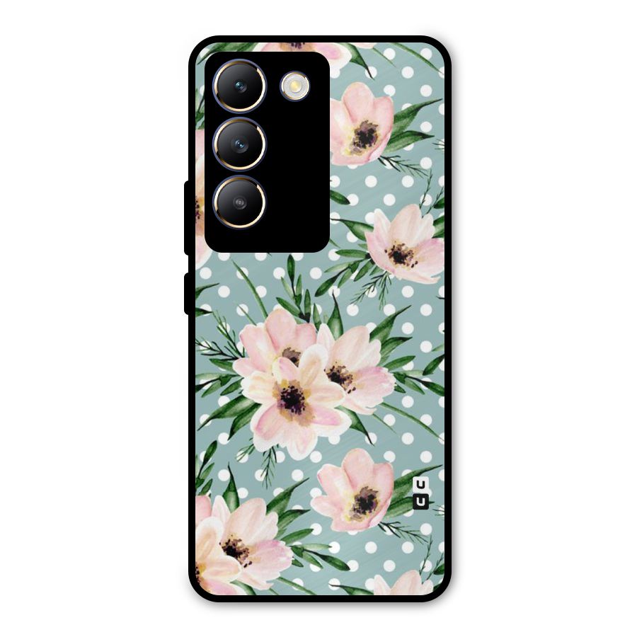 Polka Art Floral Metal Back Case for Vivo T3 5G