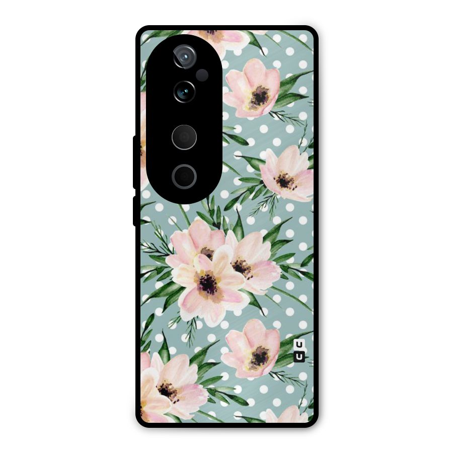Polka Art Floral Metal Back Case for Vivo T3 Ultra