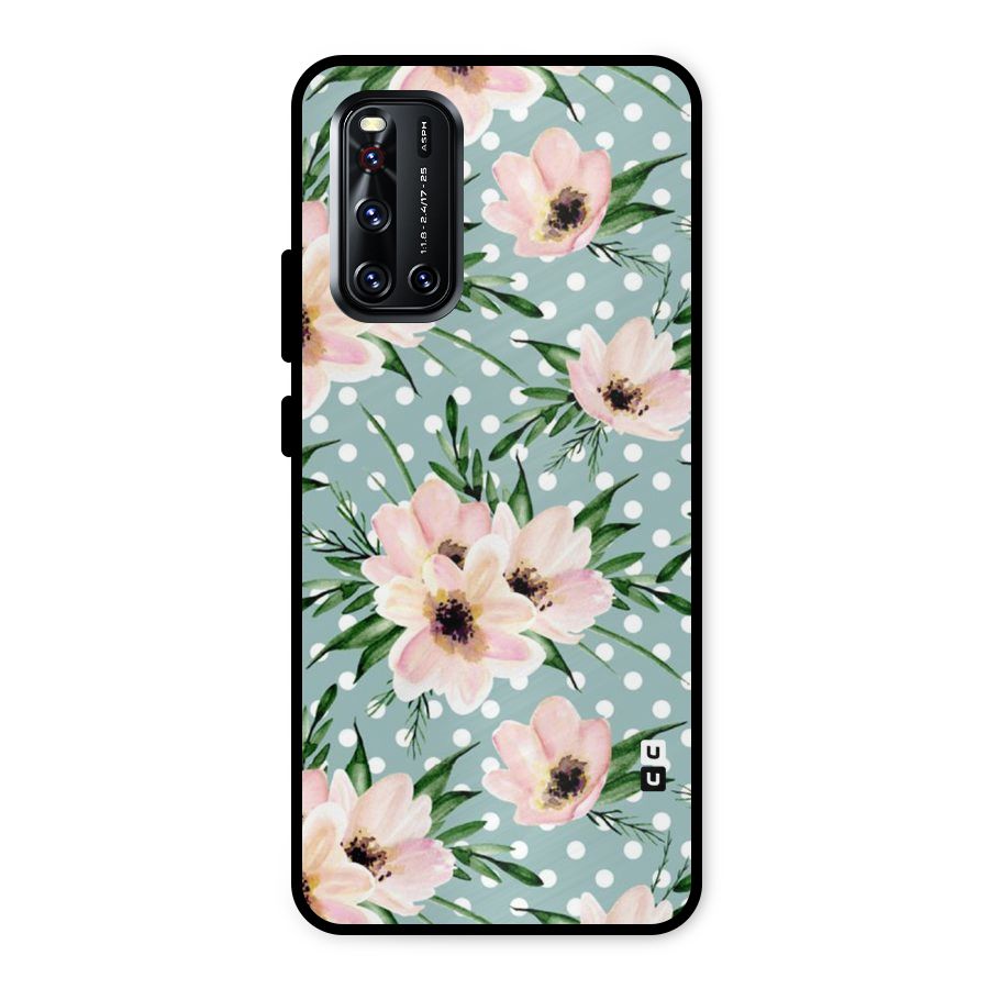 Polka Art Floral Metal Back Case for Vivo V19