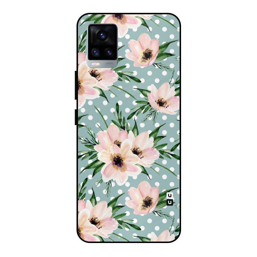 Polka Art Floral Metal Back Case for Vivo V20 2021