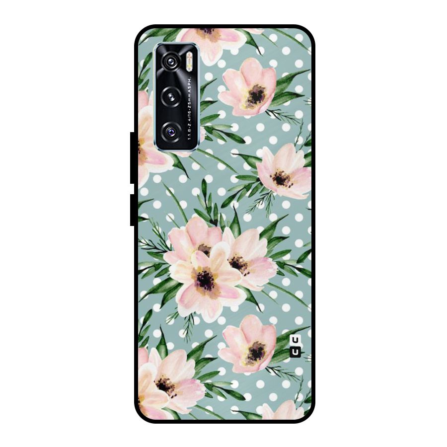 Polka Art Floral Metal Back Case for Vivo V20 SE