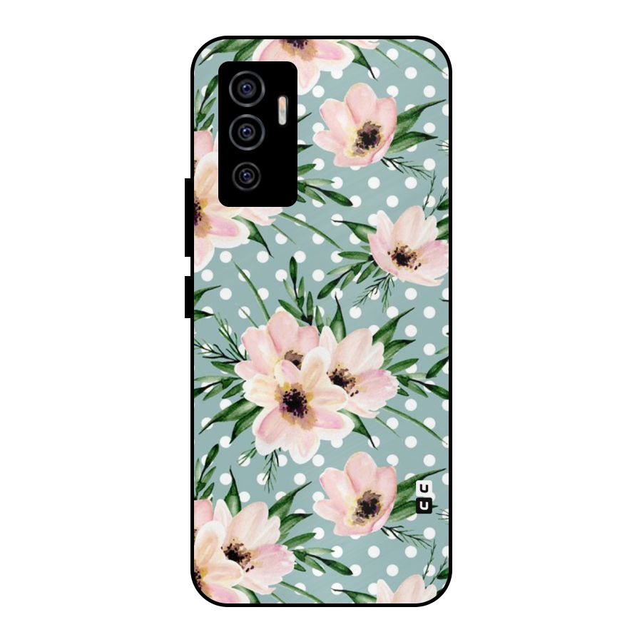 Polka Art Floral Metal Back Case for Vivo V23e