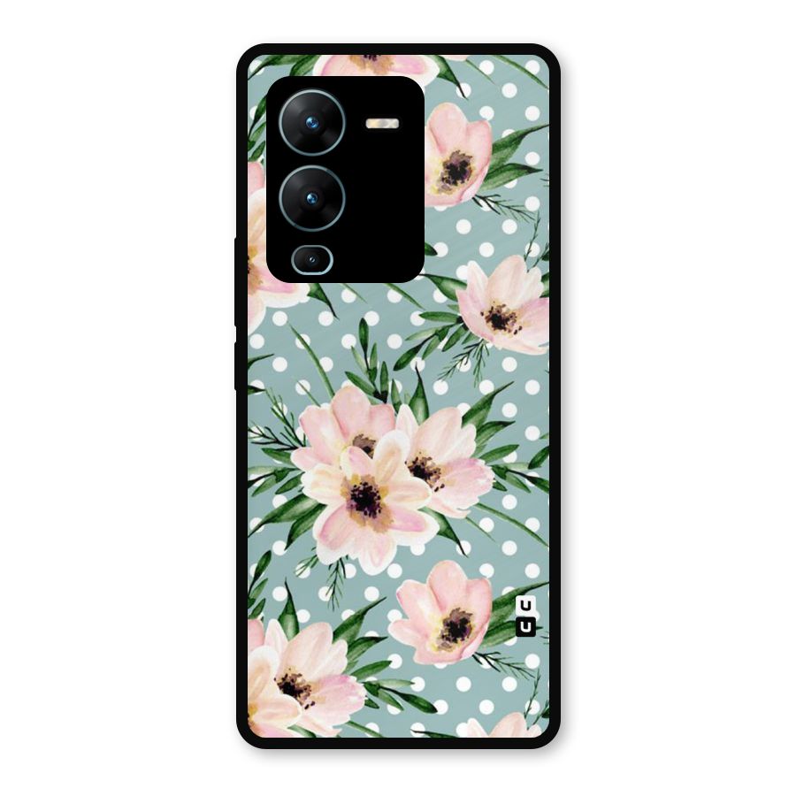 Polka Art Floral Metal Back Case for Vivo V25 Pro