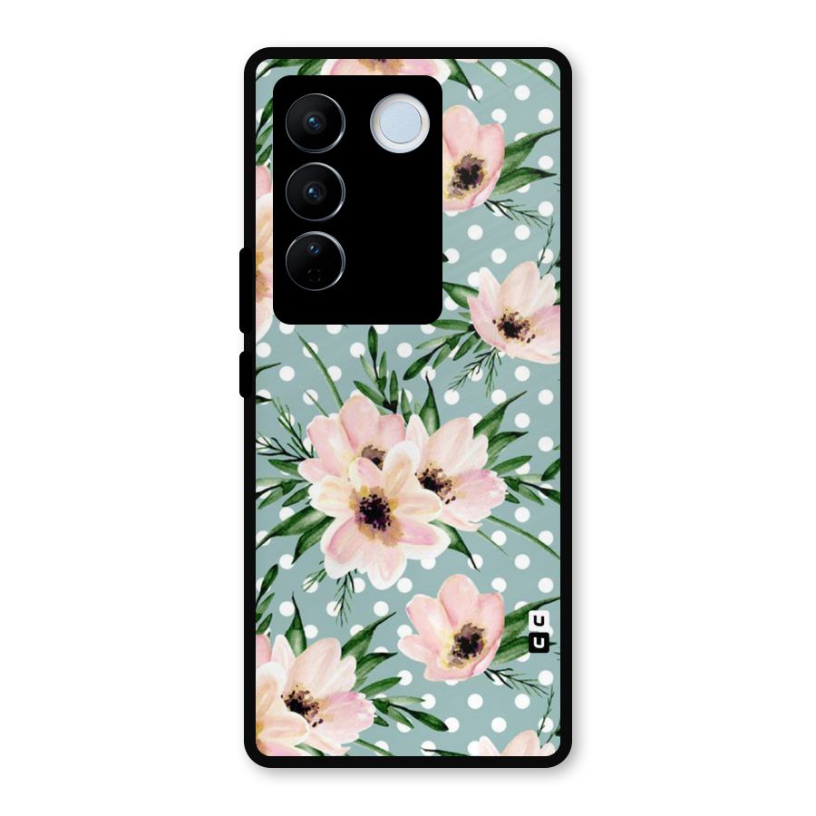 Polka Art Floral Metal Back Case for Vivo V27