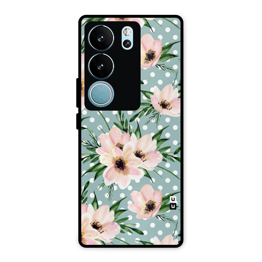 Polka Art Floral Metal Back Case for Vivo V29 Pro
