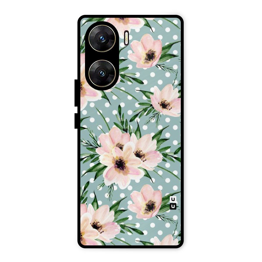 Polka Art Floral Metal Back Case for Vivo V29e