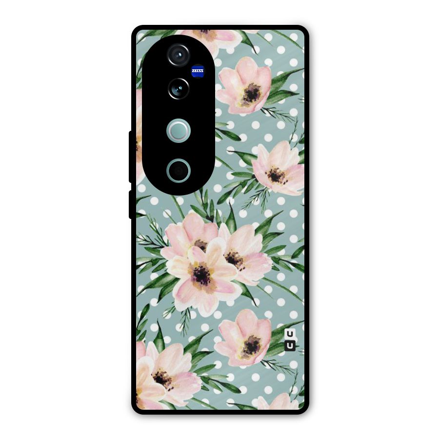 Polka Art Floral Metal Back Case for Vivo V40
