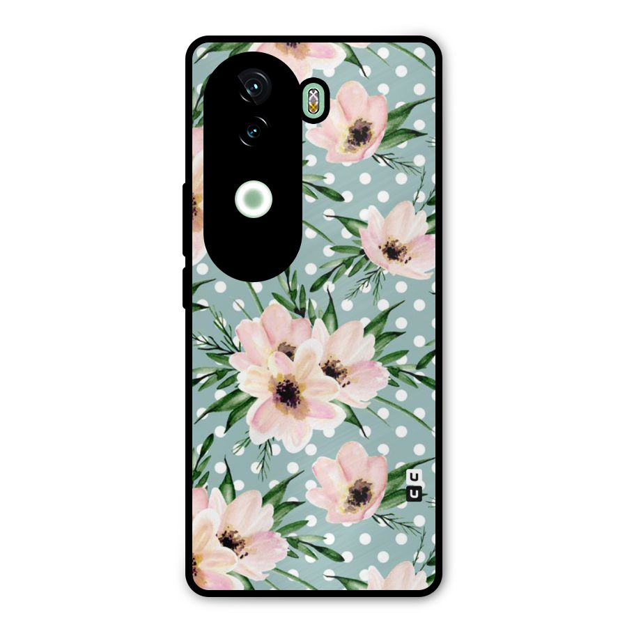Polka Art Floral Metal Back Case for Vivo V40e