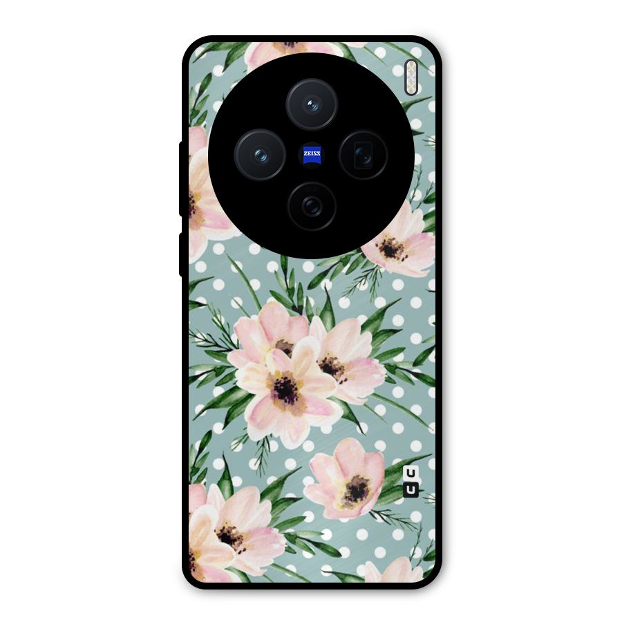 Polka Art Floral Metal Back Case for Vivo X200