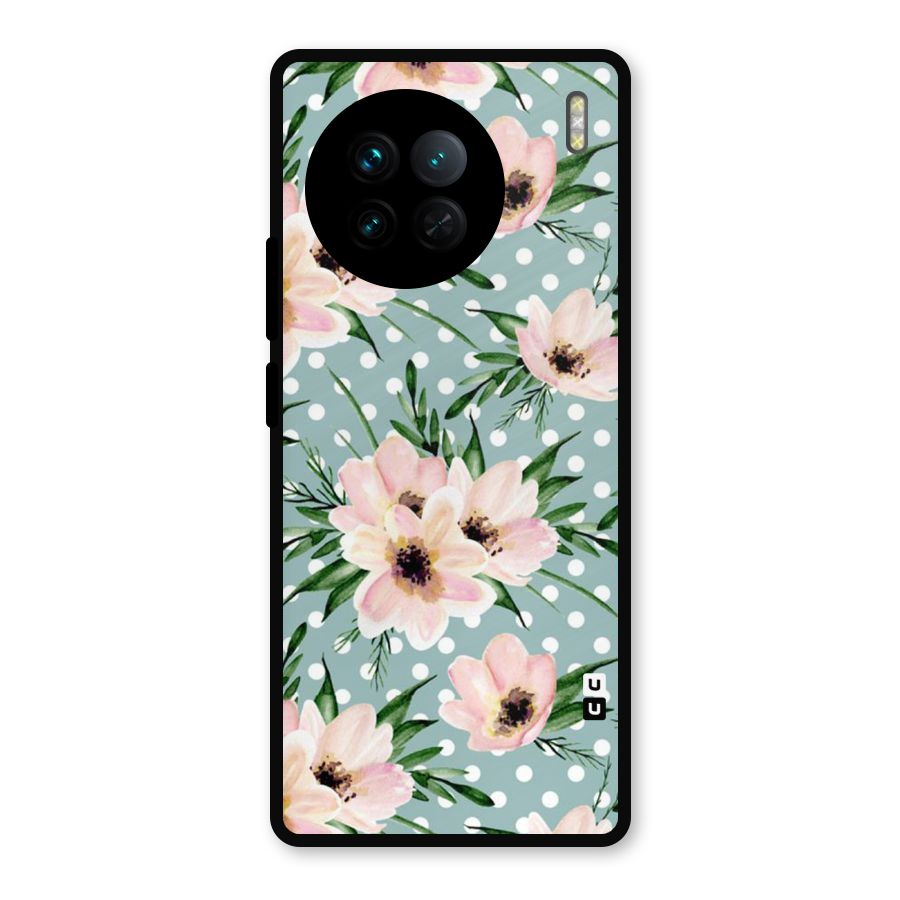 Polka Art Floral Metal Back Case for Vivo X90