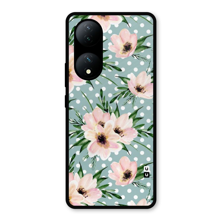 Polka Art Floral Metal Back Case for Vivo Y100a