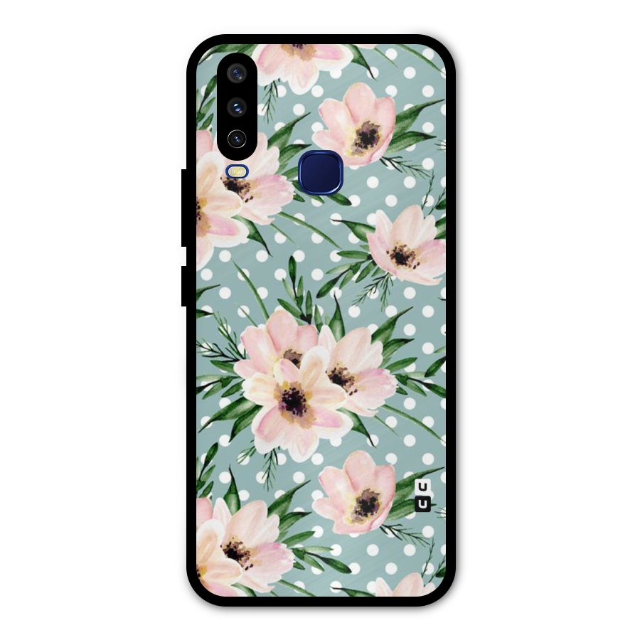 Polka Art Floral Metal Back Case for Vivo Y15