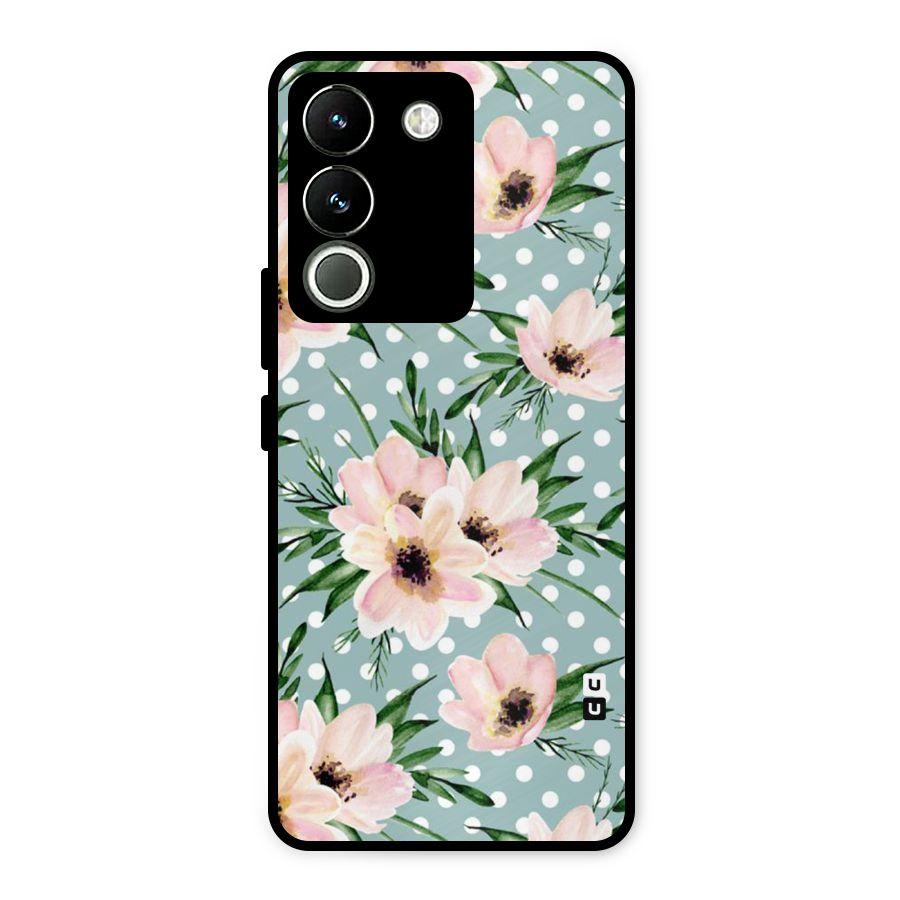 Polka Art Floral Metal Back Case for Vivo Y200