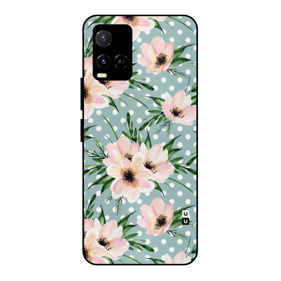 Polka Art Floral Metal Back Case for Vivo Y21A