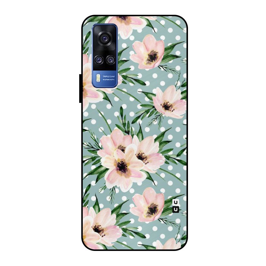 Polka Art Floral Metal Back Case for Vivo Y51