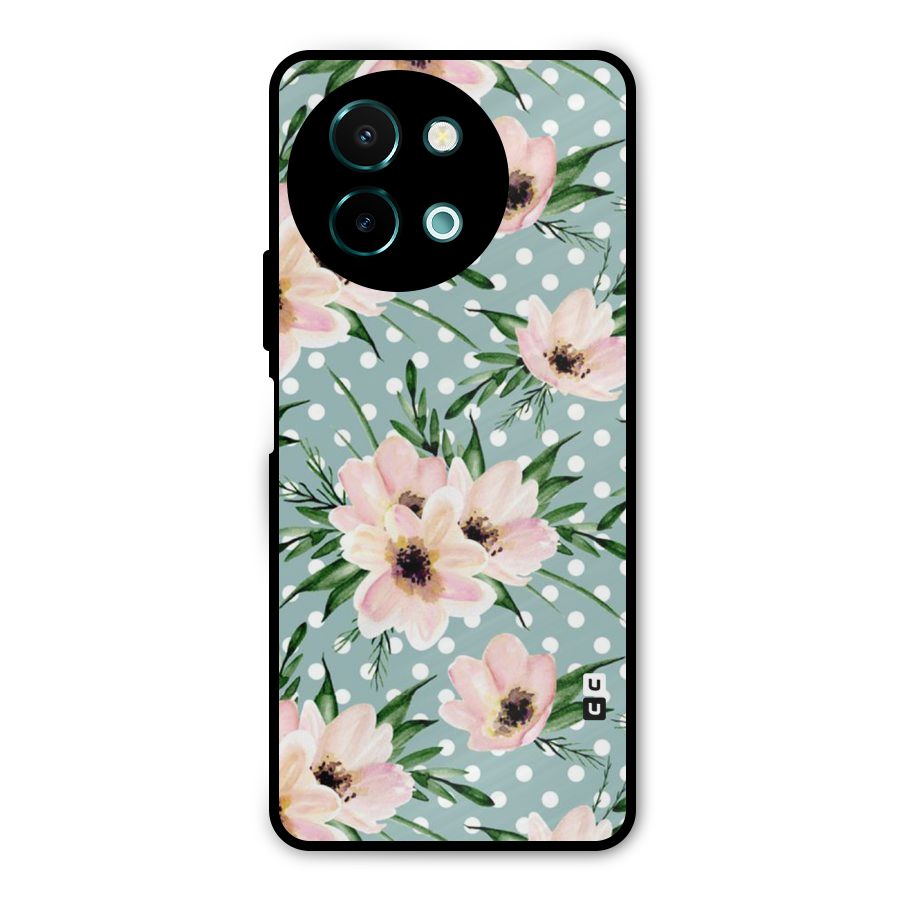 Polka Art Floral Metal Back Case for Vivo Y58