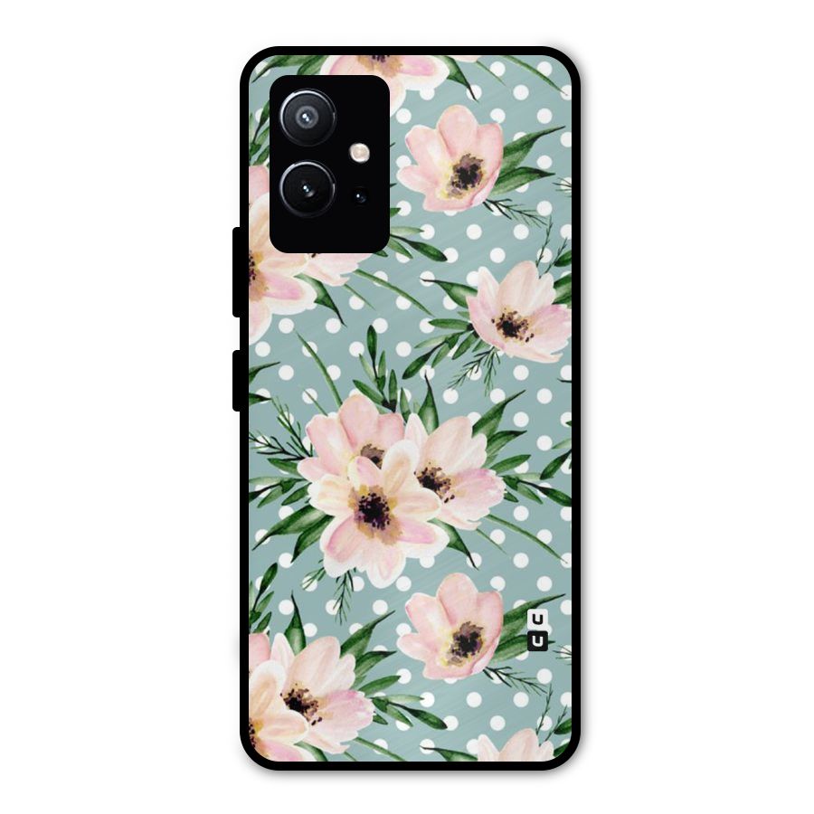 Polka Art Floral Metal Back Case for Vivo Y75 5G